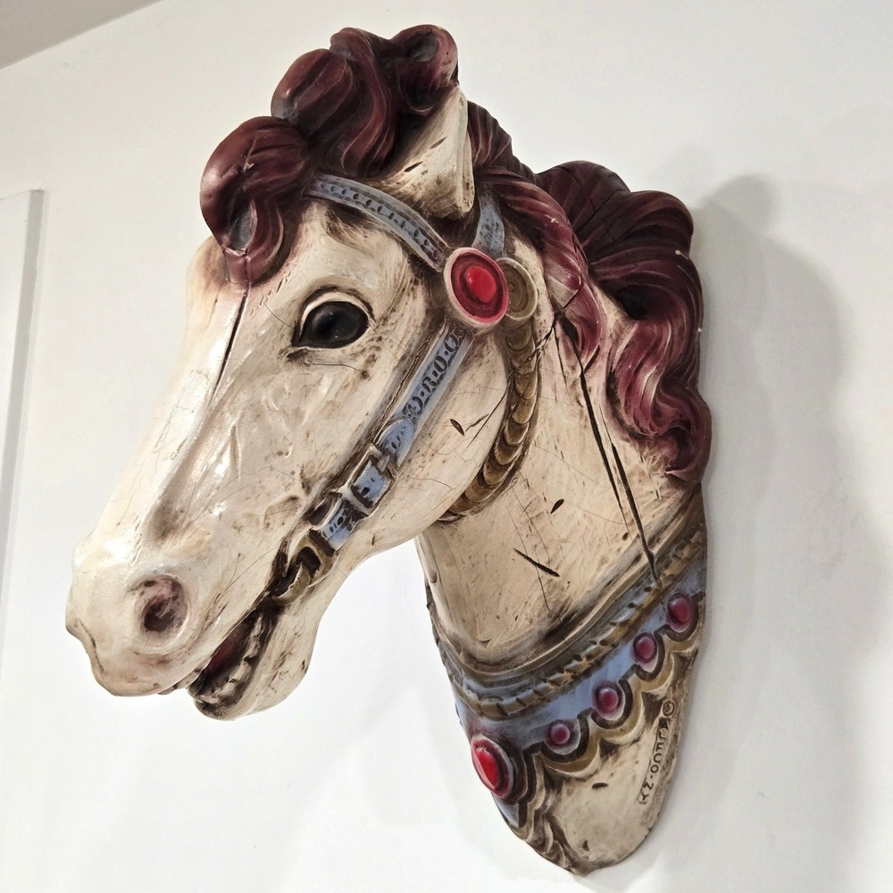 Vtg ALFCONY Carousel Horse Head Wall Mount Sculpture MCM Rustic Western Rodeo